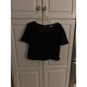 DANY Vintage Made in Italy 100% Wool Black Short Sleeve Scoop Neck Blouse Sz 48